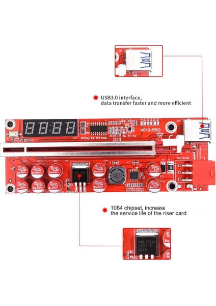 Adet V013 Pro Pcie Yükseltici Kart Pcie X1 To X16 Yükseltici Grafik Kartı Uzatma Kablosu Madencilik Madenci Için Sıcaklık Kontrolü (Yurt Dışından)