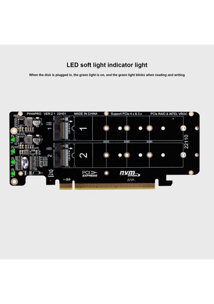Pcıe X16 - M.2 M-Key Nvmex4 SSD 2u Sunucu Yükseltme Kartı Çift Taraflı 4-Disk Nvme Raıd PCI-EX16 Bölünmüş Kart (Yurt Dışından)