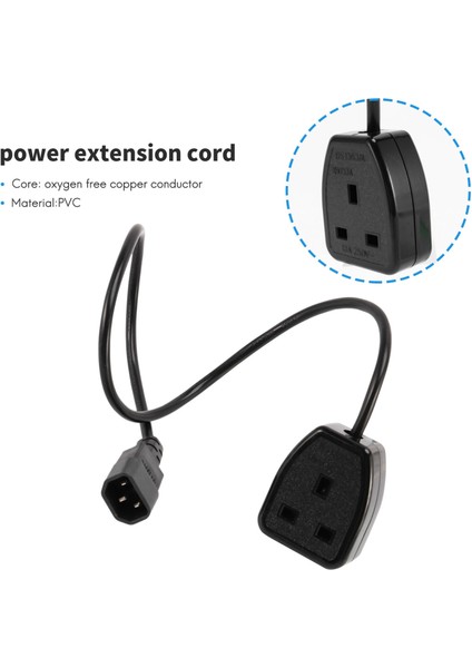 IEC320 C14 Ingiltere BS1363A Çıkış Soketi, Iec C14 Erkek Fiş Ingiltere 3pin Dişi Soket Pdu Ups Için Güç Adaptörü Kablosu (0.6 M) (Yurt Dışından)