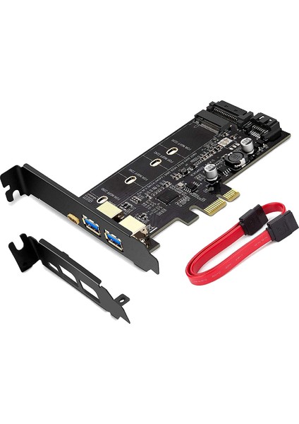 Pcı-E - USB 3.0 Pcı Express Kartı Dahil 1 USB C ve 2 USB A Bağlantı Noktası, M.2 Nvme - Pcıe 3.0 Adaptör Kartı ve Braket (Yurt Dışından)