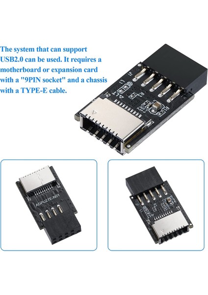 USB 2.0 Ön Panel Başlığı USB 9pin - USB 2.0 Type-E Dahili Adaptör Anakart Fiş Adaptörü (Yurt Dışından)