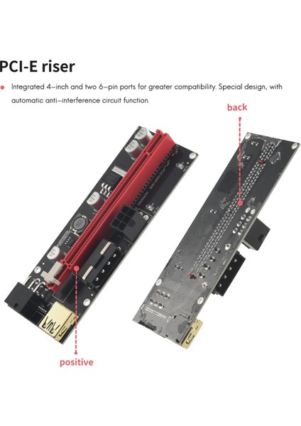 6 Adet VER009 USB 3.0 Pcı-E Yükseltici Ver 009S Express 1x Ila 16X Genişletici Yükseltici Adaptör Kartı Sata 15PIN Ila 6 Pin Güç Kablosu (Yurt Dışından)