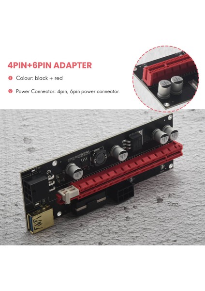 6 Adet VER009 USB 3.0 Pcı-E Yükseltici Ver 009S Express 1x Ila 16X Genişletici Yükseltici Adaptör Kartı Sata 15PIN Ila 6 Pin Güç Kablosu (Yurt Dışından)