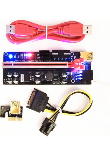 VER010S Plus Pcı-E 1x Ila 16X Yükseltici Kart Uzatma Kablosu USB 3.0 Yüksek Hızlı Grafik Kartı 8 Katı Kapasitörler Siyah (Yurt Dışından)