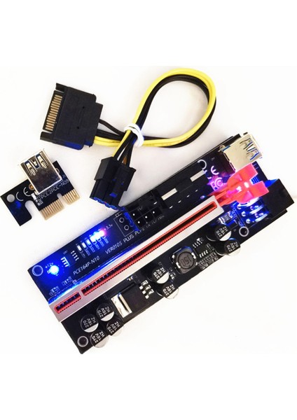 VER010S Plus Pcı-E 1x Ila 16X Yükseltici Kart Uzatma Kablosu USB 3.0 Yüksek Hızlı Grafik Kartı 8 Katı Kapasitörler Siyah (Yurt Dışından)
