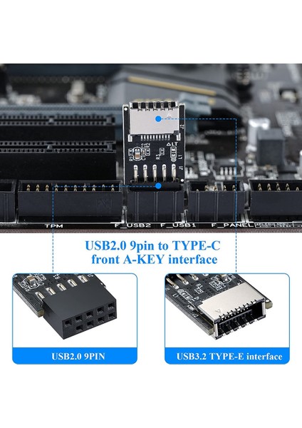 USB 2.0 Ön Panel Başlığı USB 9pin - USB 2.0 Type-E Dahili Adaptör Anakart Fiş Adaptörü (Yurt Dışından)