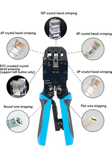 RJ45 Ağ Crimper 10P 8p 6p 4p Sıkma Araçları RJ45 RJ11 RJ12 RJ50 Konnektör Ethernet Kablosu Için Striptizci (Yurt Dışından) fiyatları