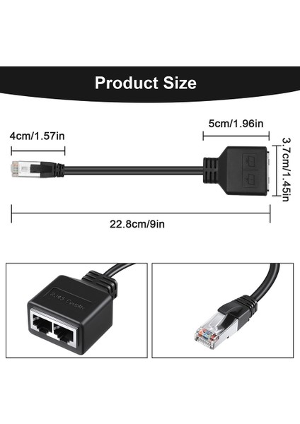 Lan Ethernet Adaptador RJ45 Erkek - 2 Dişi Ayırıcı RJ45 1 - 2 Ethernet Lan Ağ Adaptör Kablosu (Yurt Dışından)