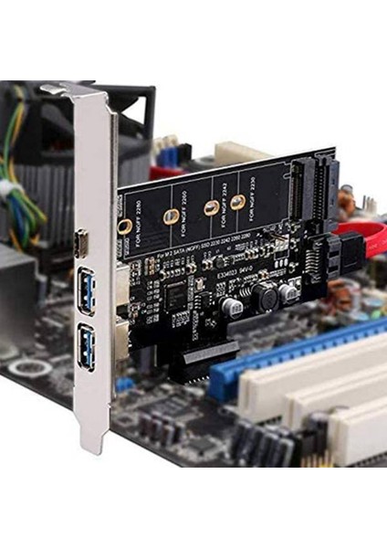 Çift USB 3.0 ve Type-C M.2 Pcıe Adaptörü M2 SSD Sata B Anahtarı Pcı-E 3.0 Dönüştürücü Yükseltici Kartı 2280 2260 2242 2230 Ngff (Yurt Dışından)