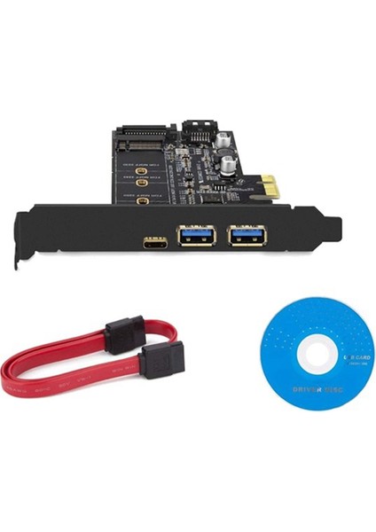 Çift USB 3.0 ve Type-C M.2 Pcıe Adaptörü M2 SSD Sata B Anahtarı Pcı-E 3.0 Dönüştürücü Yükseltici Kartı 2280 2260 2242 2230 Ngff (Yurt Dışından)