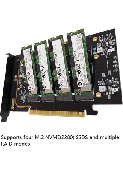 M.2 Nvme - Pcıe 4.0 X16 Adaptör Kartı, 4 Nvme M.2 2280'I Destekler, Çatallanma Baskınını Destekler (Yurt Dışından)