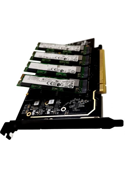 M.2 Nvme - Pcıe 4.0 X16 Adaptör Kartı, 4 Nvme M.2 2280'I Destekler, Çatallanma Baskınını Destekler (Yurt Dışından)