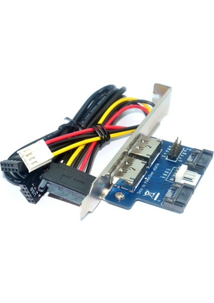 Masaüstü Bilgisayar Çift Bağlantı Noktalı Sata Güç Esata Esatap 9pin - USB 2.0 Dönüştürücü Genişletme Arka Braket Kartı (Yurt Dışından)