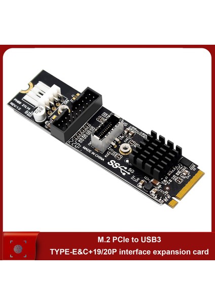 M.2 Mkey Pcıe - Ön Usb3.1 5gbps Yükseltme Kartı TYPE-C+19/20PIN Genişletme Kartı M.2 Pcıe Yükseltme Kartı (Yurt Dışından)