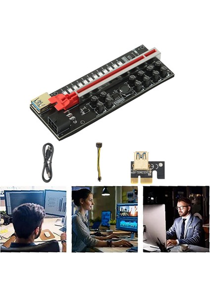 Adet VER018S Madenci Kartı Pcı-E 1x Ila 16X Usb3.0 6pın Gpu Yükseltici Kart, 12 Kondansatör ve Btc Madenci Için LED Işıklar (Yurt Dışından)