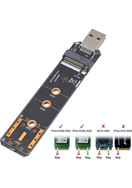 M.2 Nvme SSD - Usb3.2 Gen2 10GBPS Adaptörü M.2 Nvme SSD Adaptörü Için 2230 2242 2260 2280 Nvme M.2 SSD RTL9210B (Yurt Dışından)