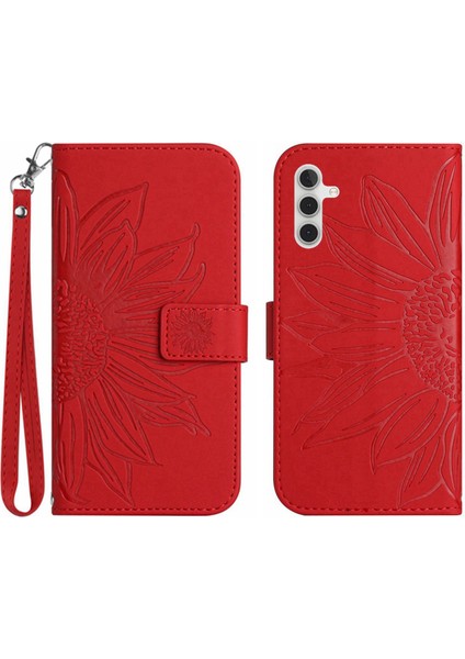 Samsung Galaxy A14 için 5G HT04 Baskılı Ayçiçeği Cilt Touch PU Deri Cüzdan Kapağı El Telefon Kılıfı (Yurt Dışından)