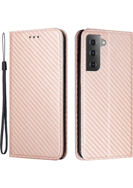 Samsung Galaxy S23 karbon fiber doku PU deri kasa manyetik otomatik emici cüzdan ı folio flip Telefon Kılıfı (Yurt Dışından)