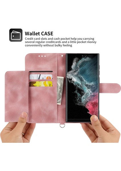 For Samsung Galaxy S23 Için Ultra Anti-Çizelge Telefon Kabuğu Cilt Tahkisi Çoklu Kart Yuvaları Baskılı Çiçekler Stand Deri Cüzdan Kapağı Bilek Kayışı ve Omuz Kayışı ile (Yurt Dışından)