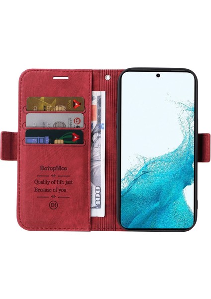 Samsung Galaxy S23 PU Deri Cüzdan Baskılı Dikiş Hattı Tam Koruma Cep u Kapağı Telefon Kılıfı (Yurt Dışından) fiyatları