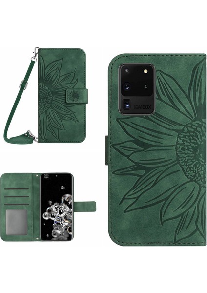 Samsung Galaxy S20 Ultra HT04 için Cüzdan Deri Touch Basılı Ayçiçeği PU Deri Telefon Kılıfı (Yurt Dışından)