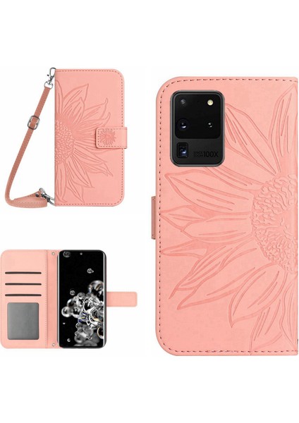 Samsung Galaxy S20 Ultra HT04 için Cüzdan Deri Touch Basılı Ayçiçeği PU Deri Telefon Kılıfı (Yurt Dışından)