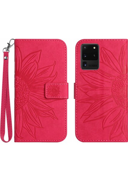 Samsung Galaxy S20 Ultra HT04 için, çok yönlü cilt dokunuşu PU Deri Basılı Ayçiçeği Cüzdan Kapağı El Telefon Kılıfı (Yurt Dışından)