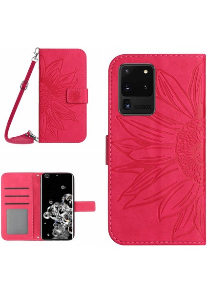 Samsung Galaxy S20 Ultra HT04 için Cüzdan Deri Touch Basılı Ayçiçeği PU Deri Telefon Kılıfı (Yurt Dışından)