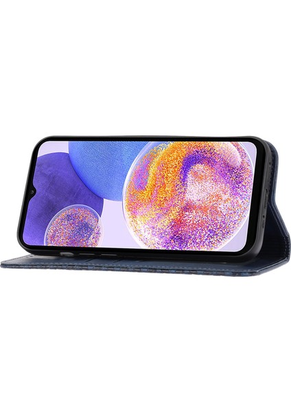 Samsung Galaxy A22 5G (AB versiyonu) için Flip Cüzdan , Buzağı Dokusu PU Deri Baskılı Rhombus Desen Cep lı Telefon Kılıfı (Yurt Dışından)