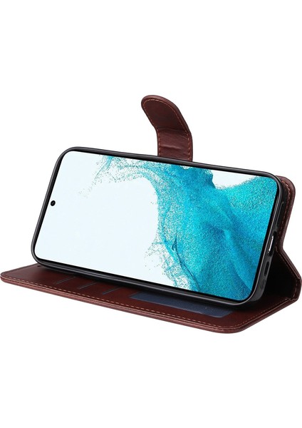 Samsung Galaxy S23 için Cep u , Manyetik Toka Klasik Buzağı Dokusu PU Deri Cüzdan Bilek Telefon Kılıfı (Yurt Dışından) modelleri