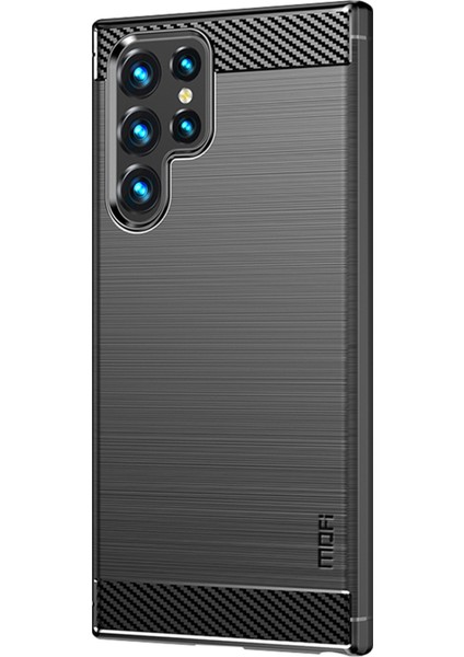 Samsung Galaxy S23 Ultra Karbon Fiber Doku için MOFI JK TPU Serisi-1 Fırlatıcı Anti Tele Yumuşak TPU Fırçalanmış Koruyucu Telefon Kılıfı (Yurt Dışından)