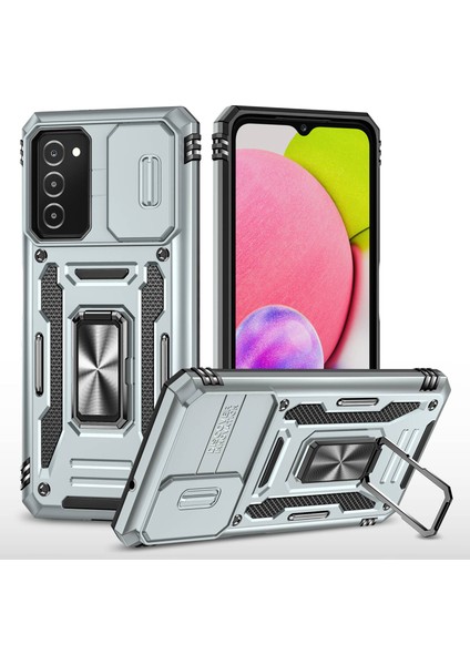 Samsung Galaxy A03S (166.5 x 75.98 x 9.14mm) Zırh Serisi Bump Proof Hybrid Hard PC Yumuşak TPU kasa yüzük araba montajı Kick arka kabuk kamera kapağı ile Telefon Kılıfı (Yurt Dışından)