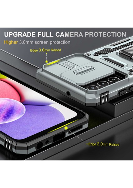 Samsung Galaxy A03S (166.5 x 75.98 x 9.14mm) Zırh Serisi Bump Proof Hybrid Hard PC Yumuşak TPU kasa yüzük araba montajı Kick arka kabuk kamera kapağı ile Telefon Kılıfı (Yurt Dışından) modelleri