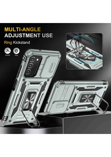 Samsung Galaxy A03S (166.5 x 75.98 x 9.14mm) Zırh Serisi Bump Proof Hybrid Hard PC Yumuşak TPU kasa yüzük araba montajı Kick arka kabuk kamera kapağı ile Telefon Kılıfı (Yurt Dışından) fırsatları