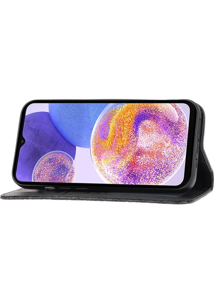 Samsung Galaxy A13 4G / A13 5G / A04S 4G (164.7 x 76.7 x 9.1 mm) Buzağı Doku Deri Deri Cüzdan Baskılı Rhombus Desen Manyetik Emilim lı Telefon Kılıfı (Yurt Dışından)