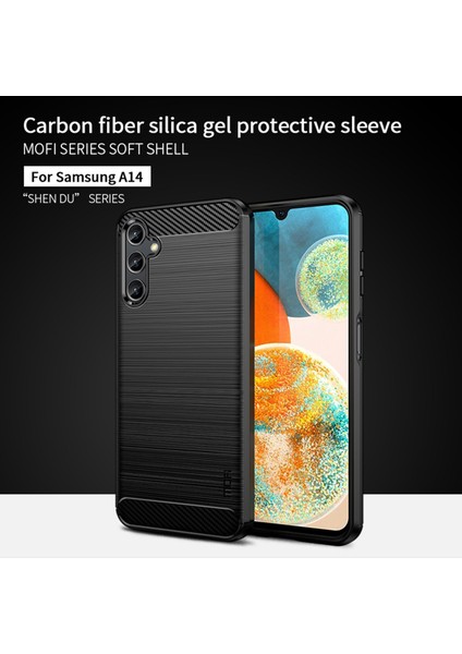 Samsung Galaxy A14 için MOFI JK TPU Serisi-1, 5G Yumuşak TPU Fırça Koruyucu Koruyucu Karbon Fiber Doku Anti-Çizelge Anti Tele Telefon Kılıfı (Yurt Dışından) fiyatları