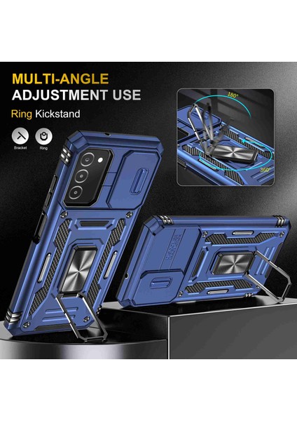 Samsung Galaxy A03S (166.5 x 75.98 x 9.14mm) Zırh Serisi Bump Proof Hybrid Hard PC Yumuşak TPU kasa yüzük araba montajı Kick arka kabuk kamera kapağı ile Telefon Kılıfı (Yurt Dışından) fırsatları