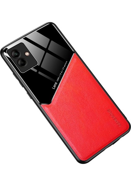 Samsung Galaxy A04 4G (164.4 x 76.3 x 9.1 mm) , çizilmeye dayanıklı TPU + PC + Dokulu Pu Deri Kaplama Koruyucu Desteği Manyetik Araç Montajı Telefon Kılıfı (Yurt Dışından)