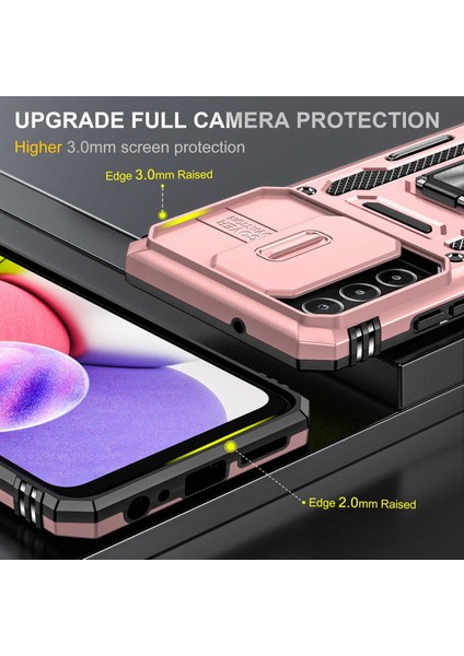 Samsung Galaxy A03S (164.2 x 75.9 x 9.1mm) Zırh Serisi Damla geçirmez Hibrit Hard PC Yumuşak TPU kasa yüzük araba montajı arka kabuk kamera kapağı ile Telefon Kılıfı (Yurt Dışından) modelleri