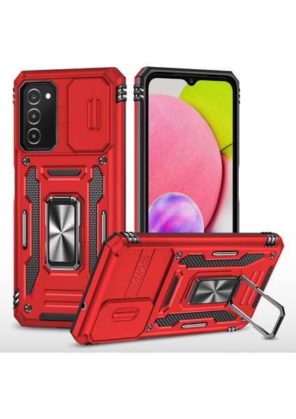 Samsung Galaxy A03S (166.5 x 75.98 x 9.14mm) Zırh Serisi Bump Proof Hybrid Hard PC Yumuşak TPU kasa yüzük araba montajı Kick arka kabuk kamera kapağı ile Telefon Kılıfı (Yurt Dışından)