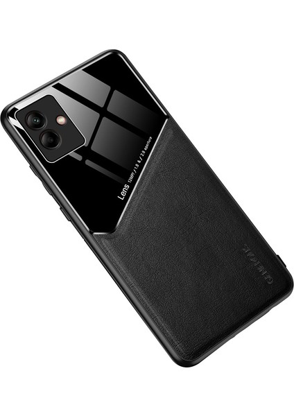 Samsung Galaxy A04 4G (164.4 x 76.3 x 9.1 mm) , çizilmeye dayanıklı TPU + PC + Dokulu Pu Deri Kaplama Koruyucu Desteği Manyetik Araç Montajı Telefon Kılıfı (Yurt Dışından)