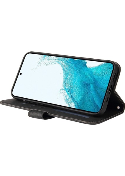 Samsung Galaxy S23 için çizilmeye dayanıklı flip deri cüzdan ı ağaç desen metal düğme çizgileri baskılı cilt-dokunuş koruyucu lı Telefon Kılıfı (Yurt Dışından) modelleri