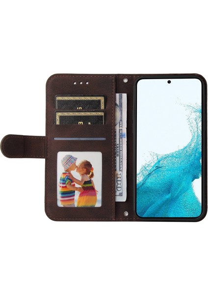 Samsung Galaxy S23 için çizilmeye dayanıklı flip deri cüzdan ı ağaç desen metal düğme çizgileri baskılı cilt-dokunuş koruyucu lı Telefon Kılıfı (Yurt Dışından) fiyatları