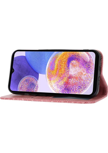 Samsung Galaxy S22 Ultra 5G Buzağı Doku Cüzdanı PU Deri Baskılı Rhombus Desen Kapağı lı Telefon Kılıfı (Yurt Dışından)