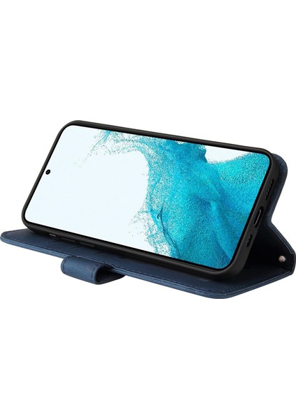 Samsung Galaxy S23 için çizilmeye dayanıklı flip deri cüzdan ı ağaç desen metal düğme çizgileri baskılı cilt-dokunuş koruyucu lı Telefon Kılıfı (Yurt Dışından) modelleri