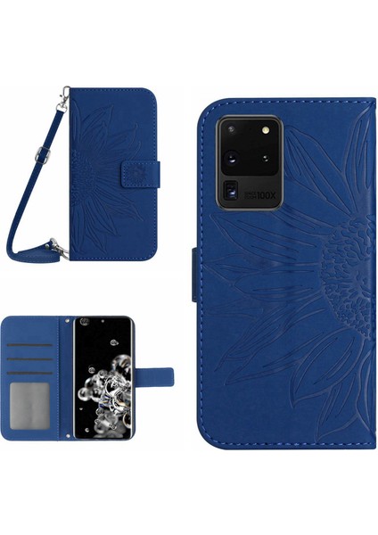 Samsung Galaxy S20 Ultra HT04 için Cüzdan Deri Touch Basılı Ayçiçeği PU Deri Telefon Kılıfı (Yurt Dışından)