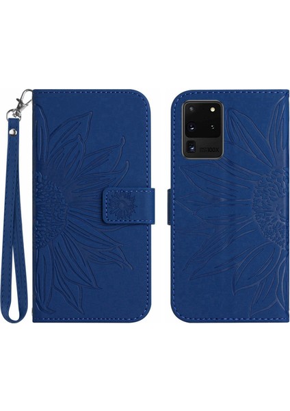 Samsung Galaxy S20 Ultra HT04 için, çok yönlü cilt dokunuşu PU Deri Basılı Ayçiçeği Cüzdan Kapağı El Telefon Kılıfı (Yurt Dışından)