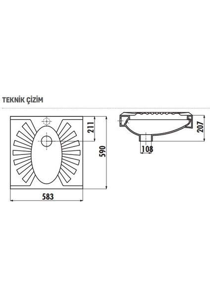 TP595 Omega Çevre Yıkamalı Tuvalet Taşı 60X60 cm Beyaz