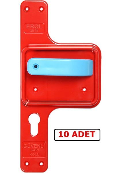 Güvenli ve Kırılmaz Bariyerli Kapı Kolu Kırmızı Ayna-Mavi Kol 10 Takım