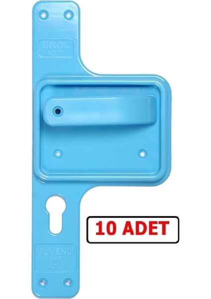 Güvenli ve Kırılmaz Bariyerli Kapı Kolu Mavi Ayna-Mavi Kol 10 Takım